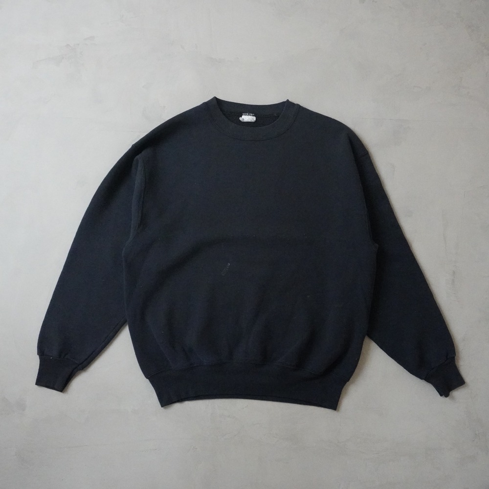 Vintage Blank Crewneck Sweatshirt Large Mens 90s Black Pullover